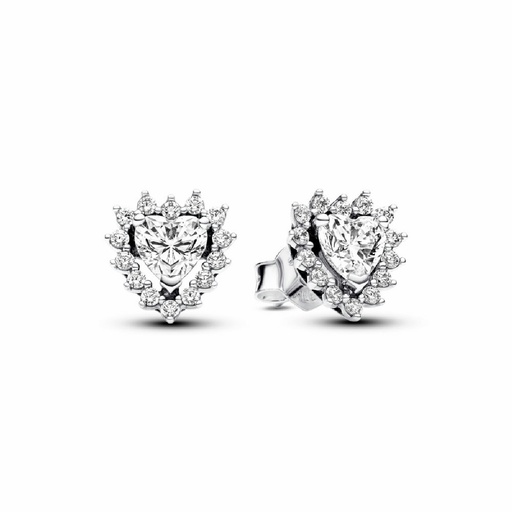 [293097C01] Pendientes Pandora de botón Corazón Halo Brillante