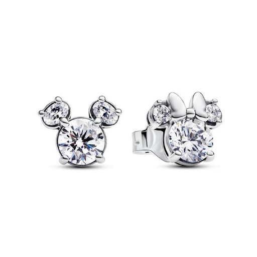 [293219C01] Pendientes Pandora Boton Mickey y Minni Mouse Brillantes Disney