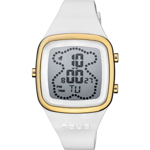 [3000131600] Reloj Tous Niña B-Time Digital Correa Silicona Blanca & Caja Dorada 3000131600
