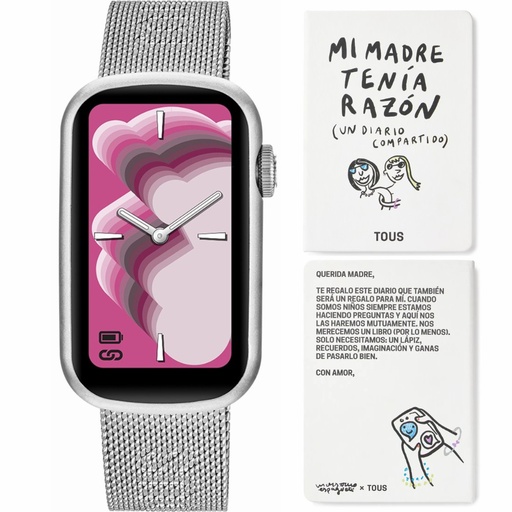 [3000132500] Reloj Tous Smartwatch Mujer T-Band Mesh Brazalete Acero y Caja de Aluminio Plateado 3000132500