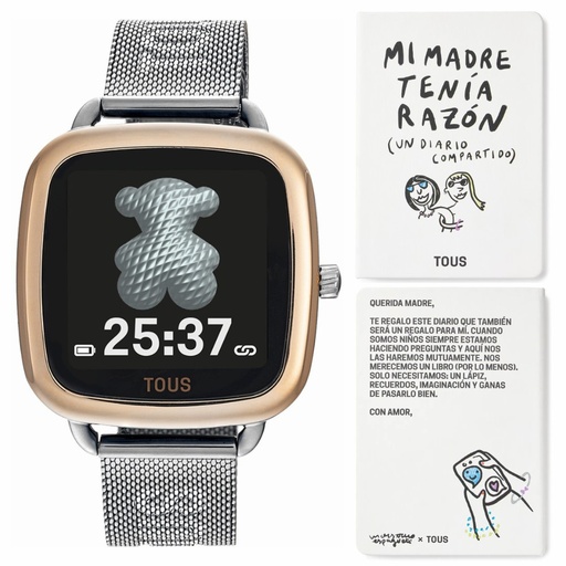 [300358085] Reloj Tous Smartwatch D-Connect Mujer acero IP rosa y brazalete de acero