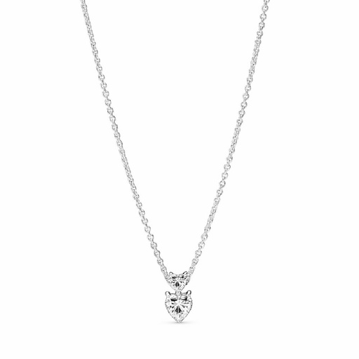 [391229C01-45] Collar Pandora Colgante Doble Corazón Brillante
