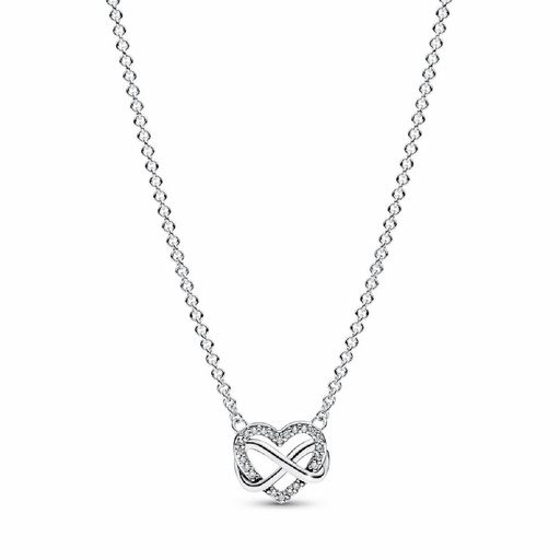 [392666C01-50] Collar Pandora Corazón Infinito Entrelazado Brillante