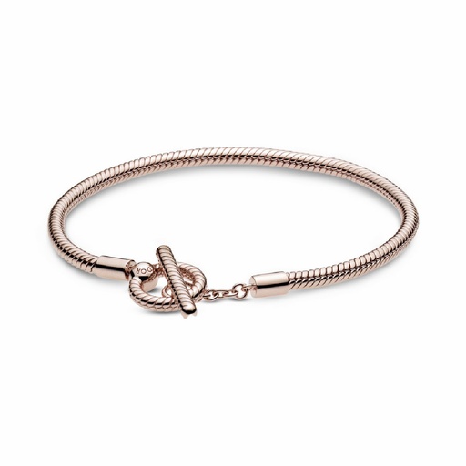 Pulsera Pandora Moments Cadena de Serpiente con Cierre en T Rosé