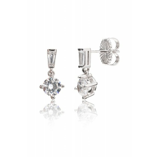 [WP001.6.00/MP] Pendientes Camaleoni Nurul Plata Rodio Trapecio y Brillo WP001.6.00/MP