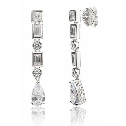 [WP020/MP] Pendientes Camaleoni Hunyad Plata Rodio 4 Bttes y Lagrima WP020/MP
