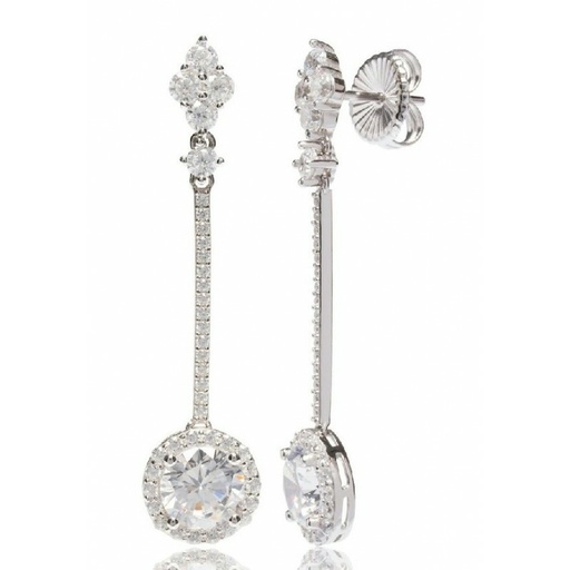 [WP035/LP] Pendientes Camaleoni Carcasona Plata Rodio Rombo, Barra WP035/LP
