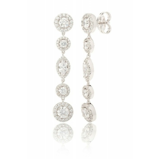 [WP052/LP/N] Pendientes Camaleoni Dorano Plata Rodio Largo Novia WP052/LP/N