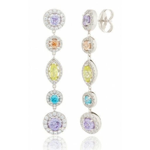 [WPC004/L/LP] Pendientes Camaleoni Dorano Plata Rodio Oval Varios Colores WPC004/L/LP