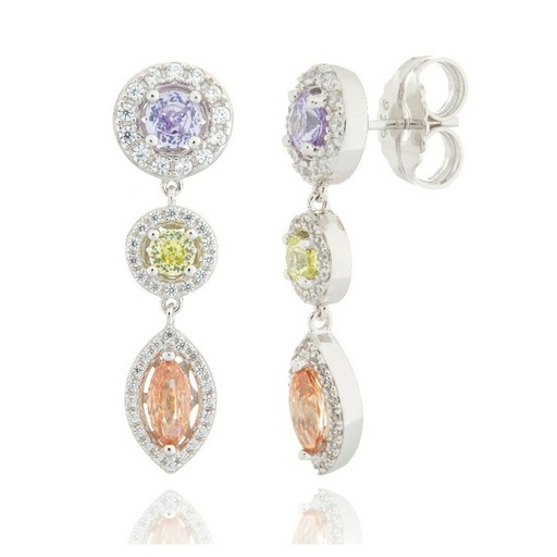 [WPC004/L/MP] Pendientes Camaleoni Dorano  Plata Rodio Oval Varios Colores WPC004/L/MP