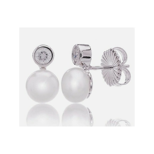 [WPP019/CP] Pendientes Camaleoni  Sant Angelo Plata Rodio Chaton y Perla WPP019/CP
