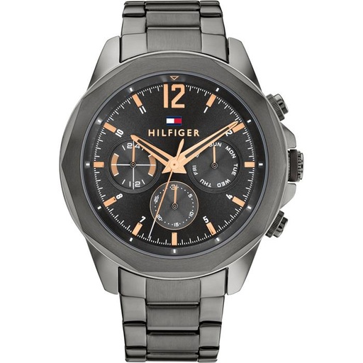 [1792061] Reloj Tommy Hilfiger Hombre Lars Multifunción Acero Oscuro y Detalles Rose 1792061