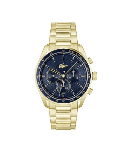 [2011381] Reloj Lacoste Hombre Boston Cronógrafo Acero IP Dorado Esfera Azul 2011381