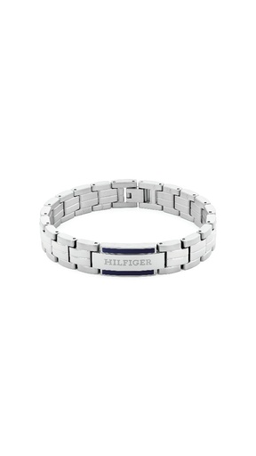 [2790600] Pulsera Tommy Hilfiger Acero Inox Plateada y Placa con Logo Hombre 2790600