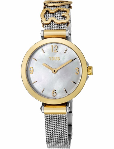 [700350165] Reloj Tous Mujer Icon Acero Plateado IP Dorado Esfera Nácar 700350165