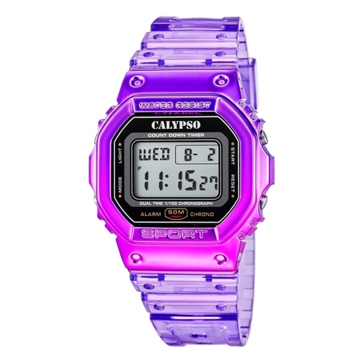 [K5874/2] Reloj Calypso Mujer Splash  Digital Caucho Morado K5874/2