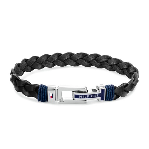 [2790307] Pulsera Tommy Hilfiger Hombre Cuero Negro y Cierre Acero Inoxidable 2790307