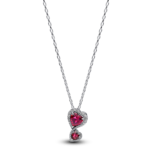 [393658C01-60] Collar Pandora Halo Rojo Corazones