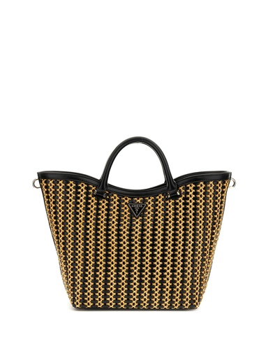 [WG964722-NTBLACK] Bolso Guess Atalia Tote Mujer Rafia y Piel Negra WG964722-NTBLACK