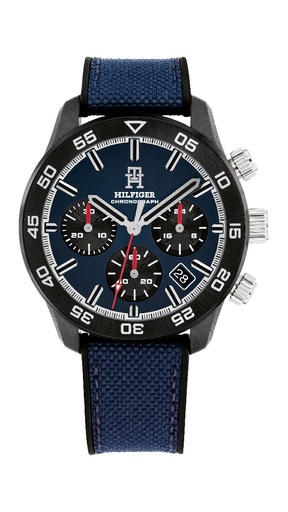 [1792183] Reloj Tommy Hilfiger Hombre TH85 Crono Carbon Correa Nylon Azul 1792183