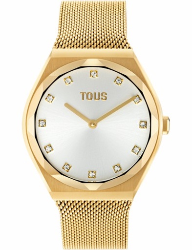 [3000139800] Reloj Tous Mujer Karat Round Mesh Acero IPG Dorado Esterilla Esfera Blanca 3000139800