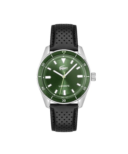 [2011423] Reloj Lacoste Hombre Boston Correa Piel Negro Esfera Verde 2011423
