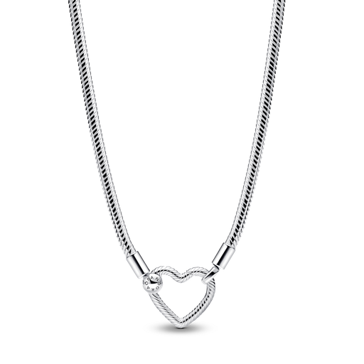 [393377C00-45] Collar Pandora Cadena de Serpiente con Cierre de Corazón