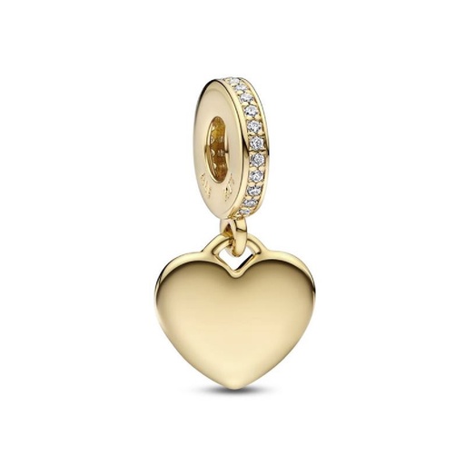 [768761C01] Charm Colgante Pandora Corazón Grabable Chapado Oro 768761C01