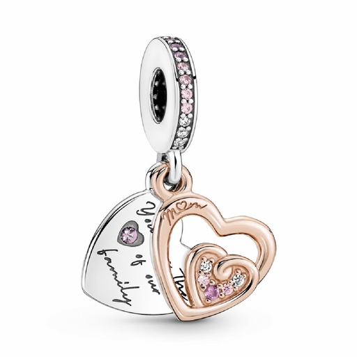 [781020C01] Charm colgante Pandora Doble Corazones Infinitos Entrelazados bicolor