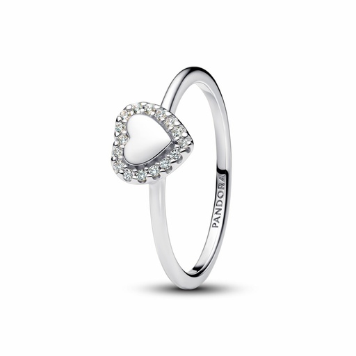 Anillo Pandora Halo y Corazon Grabable