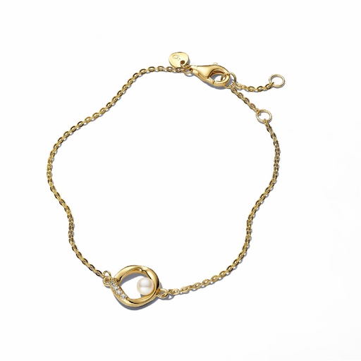 Pulsera Pandora Círculo Forma Orgánica en Pavé y Perla Cultivada de Agua Dulce Tratada 563830C01