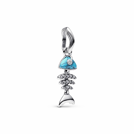 [793894C01] Charm Pandora Colgante Espina Pez Color Turquesa