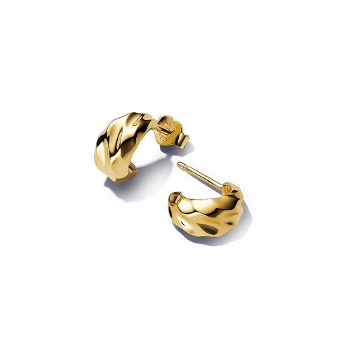 [263873C00] Pendientes Pandora Aro Abiertos Ondulados Dorados