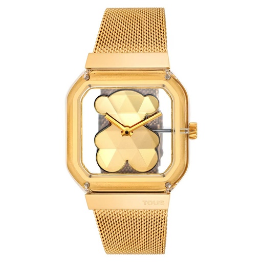 [3000143400] Reloj Tous Mujer D-Bear Party analógico con brazalete de acero  IP dorado 3000143400