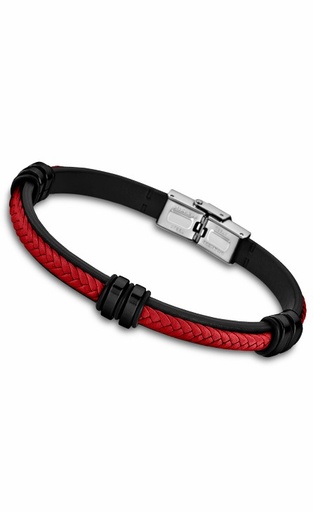 [LS1829-2/9] Pulsera Lotus Style Urban Man Acero Negra/Roja LS1829-2/9