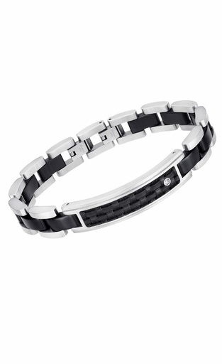 [LS2283-2/1] Pulsera Lotus Style Hombre Acero Inox y Negro LS2283-2/1
