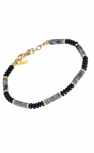 [LS2373-2/1] Pulsera Lotus Style Urban Man Acero Inox Abalorios Negro/Gris/Dorado LS2373-2/1
