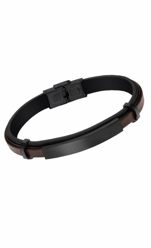[LS2401-2/2] Pulsera Lotus Style Men Basic Acero y Piel Negra/Marrón LS2401-2/2