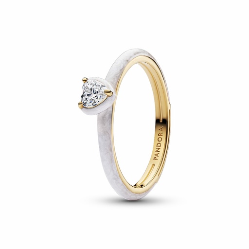 Anillo Pandora ME Corazón Chakra Blanco en Metal Dorado 163088C01
