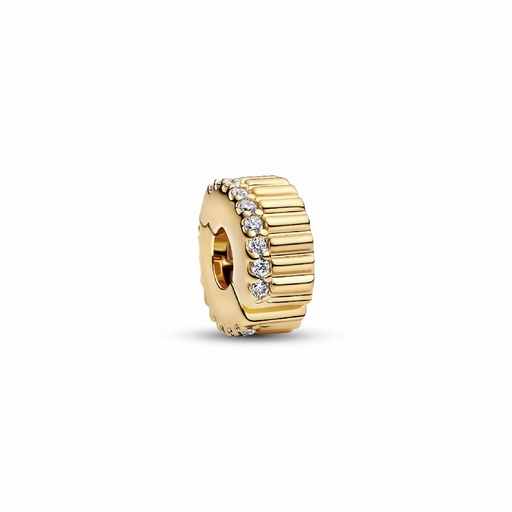 [764078C01] Charm Pandora Clip con Ranuras Brillantes en Dorado y Circonitas 764078C01