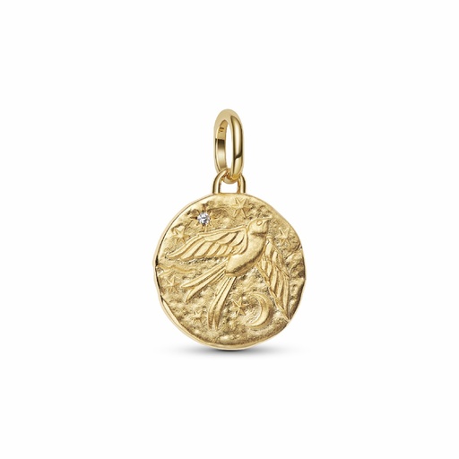 [764082C01] Charm Pandora Talismán Ave y Astro en Metal Dorado 764082C01