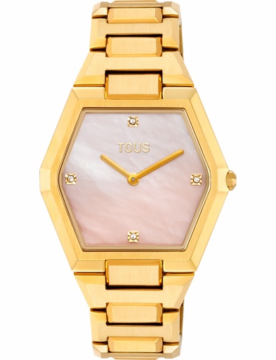 [3000144700] Reloj Tous Karat Analógico Brazalete Acero Dorado y Esfera Nácar Rosa 3000144700