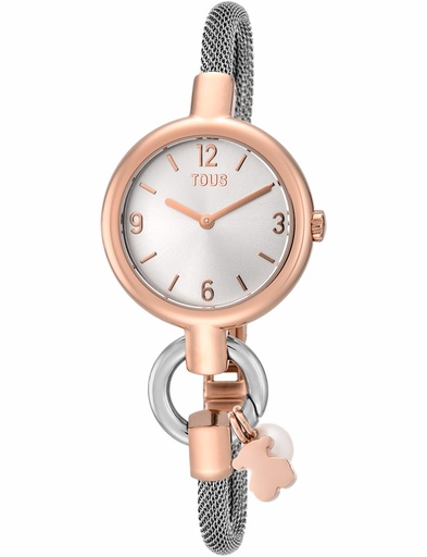 [3000144200] Reloj Tous Hold Charms Analógico Brazalete Acero y Acero Rosado 3000144200