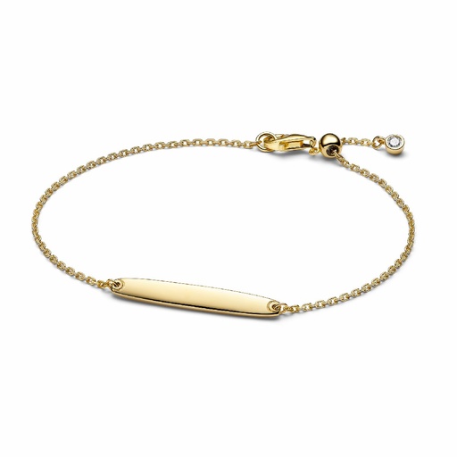 Pulsera Pandora de Cadena Barra Grabable Recubrimiento en oro de 14k