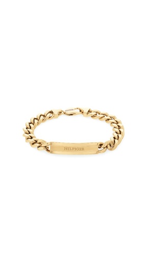 [2790580] Pulsera Tommy Hiflgier Cadena y Placa Acero Baño Oro Hombre 2790580