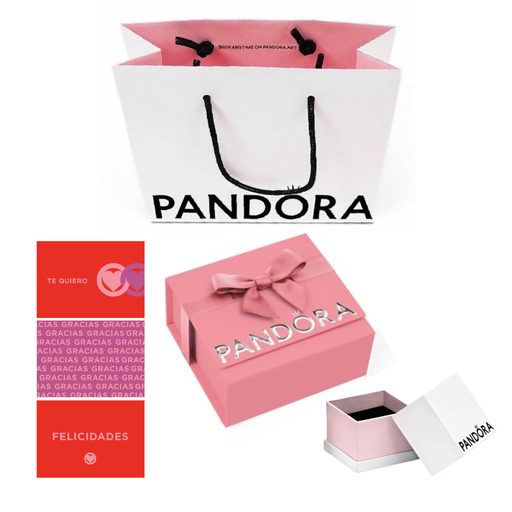 [25-1498] Set Pandora 3 Piezas, Caja pequeña, Caja de regalo rosa premium y Tarjeta dedicatoria