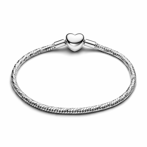 Pulsera Pandora Cadena Serpiente Cierre Corazón Facetado Grabable 594236C00