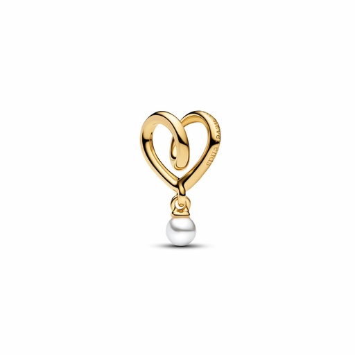 [764138C01] Charm Pandora Colgante Corazón Envuelto Dorado y Perla 764138C01