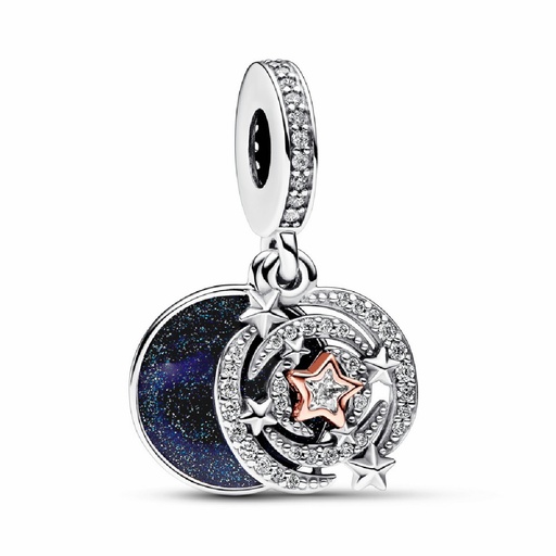 [782975C01] Charm Pandora Colgante Doble con Estrella Fugaz de Dos Tonos