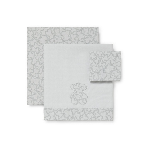 Juego Sábanas Tous Baby Tres Piezas Mini Cuna Gris HKAOS-1402-07